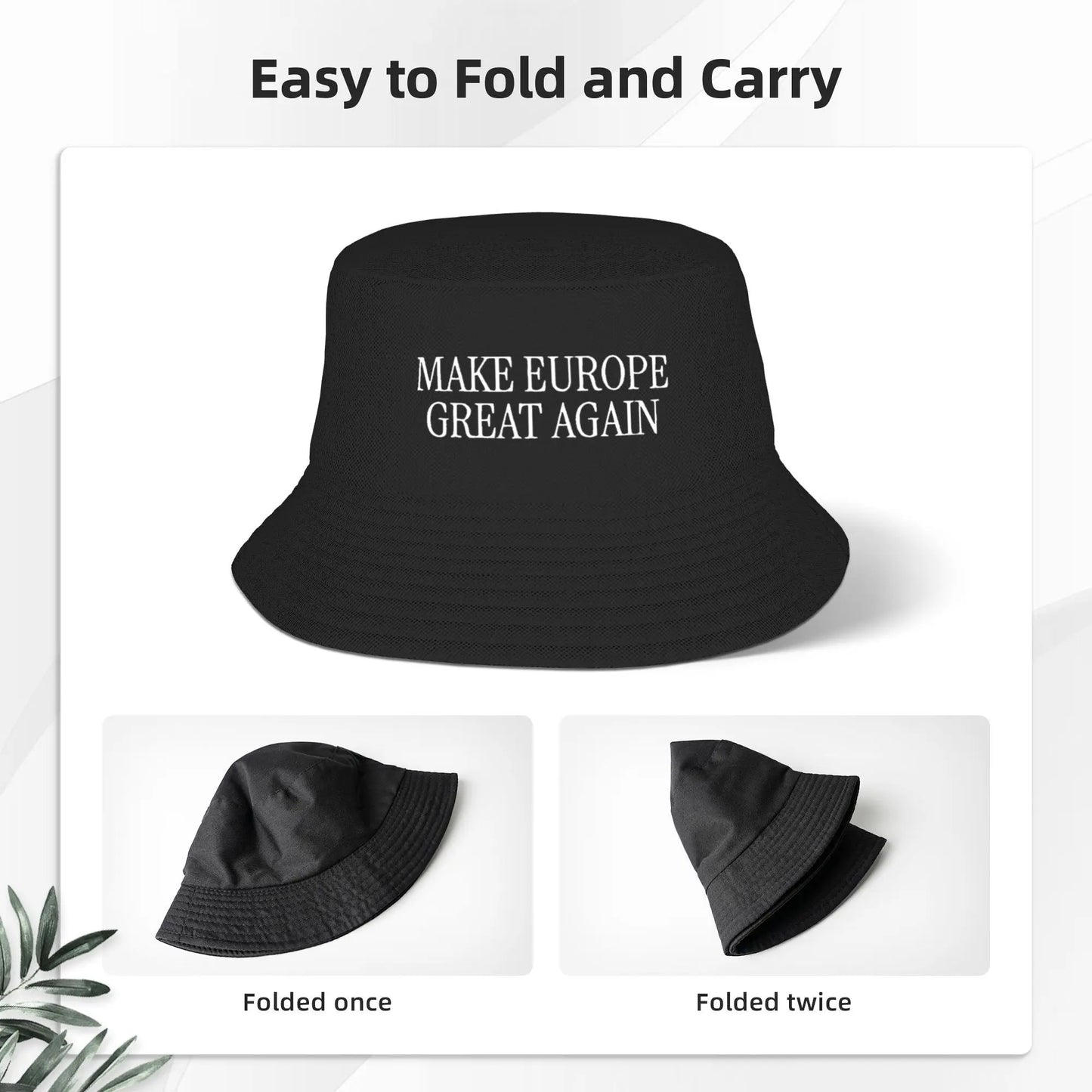 Make Europe Great Again  White Text Bucket Hat For Unisex  Fisherman Hats Vintage Fishing Caps Personality Harajuku Visor Hats