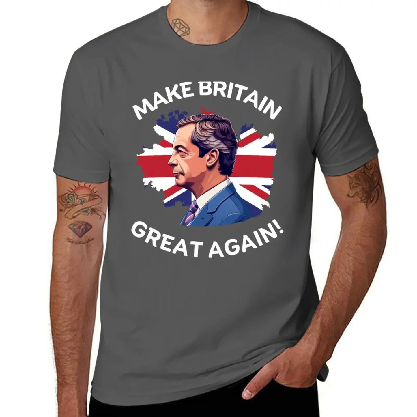 Make Britain Great Again Nigel Farage Support T-Shirt Aesthetic clothing custom shirt rapper graphic tees tee shirts for men