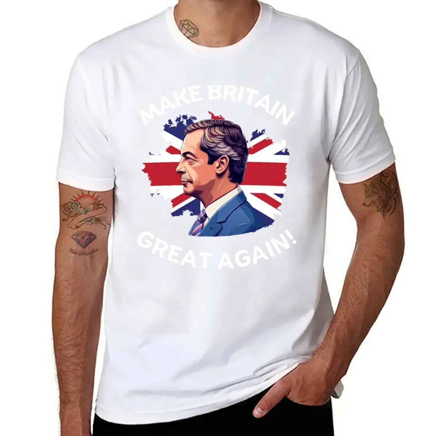 Make Britain Great Again Nigel Farage Support T-Shirt Aesthetic clothing custom shirt rapper graphic tees tee shirts for men