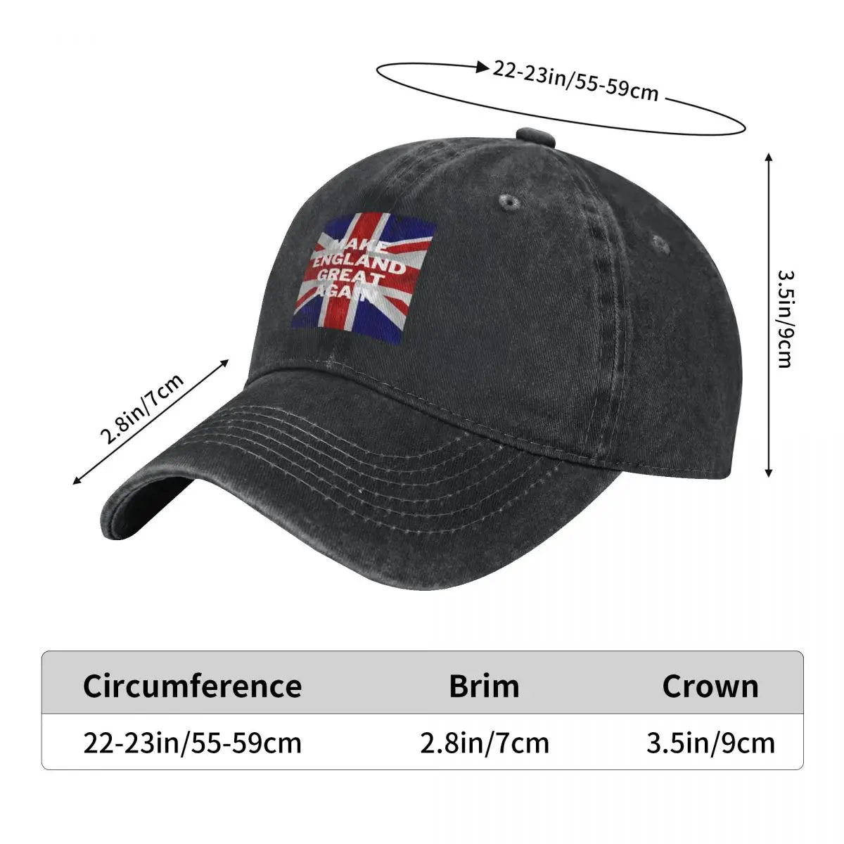 Make England Great Again Custom Retro Denim Washed Baseball Caps For Women Cowboy Sunscreen Hat Hip Hop Peaked Cap