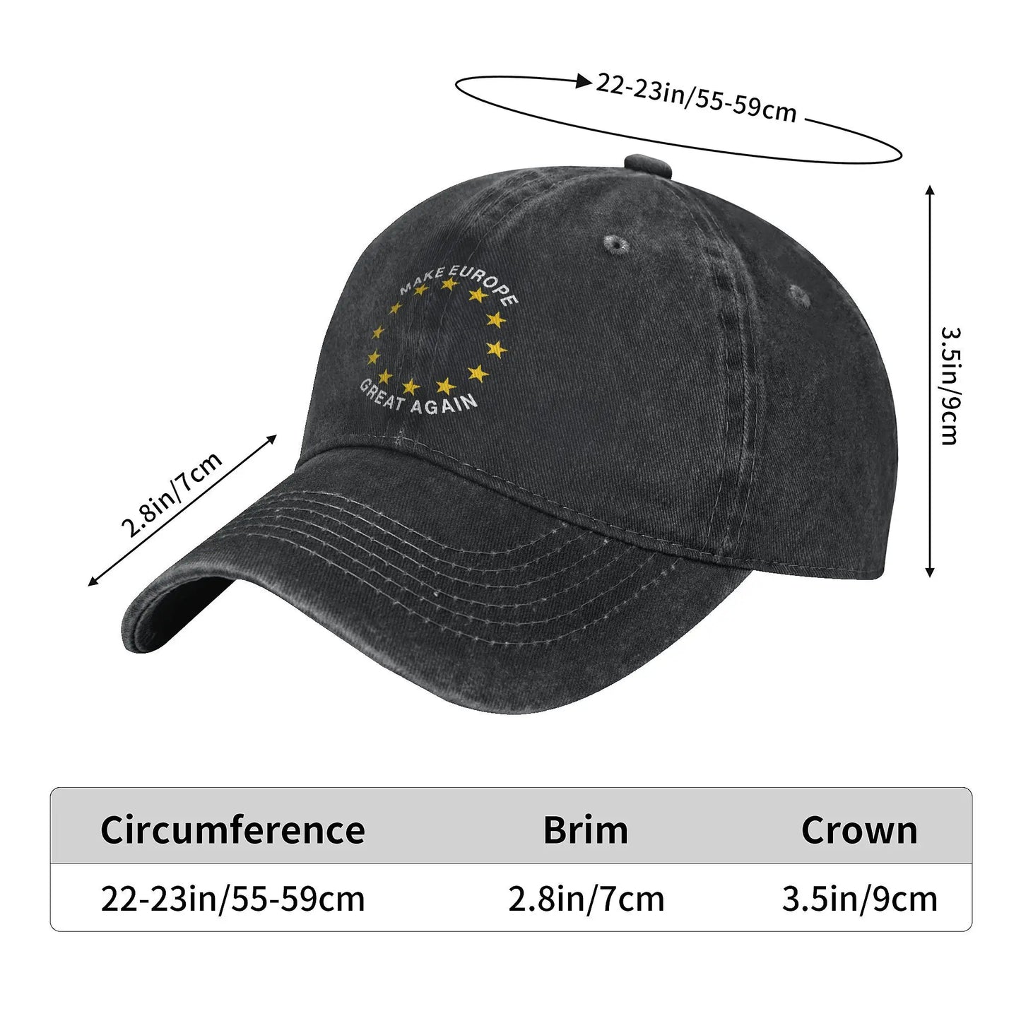 2025 Sun Baseball Cap MAKE EUROPE GREAT AGAIN Trendy Men Adult Washed Hip Hop Hats Adjustable Design Baseball Caps Birthday Gift