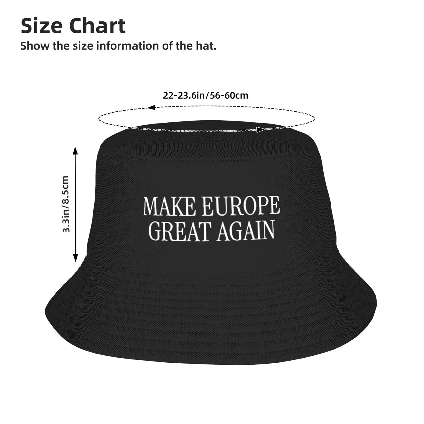 Make Europe Great Again  White Text Bucket Hat For Unisex  Fisherman Hats Vintage Fishing Caps Personality Harajuku Visor Hats