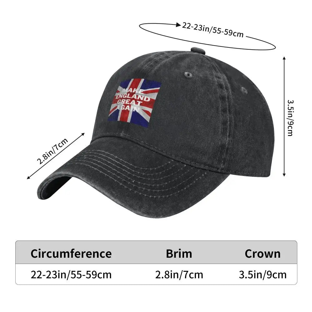 Make England Great Again Custom Retro Denim Washed Baseball Caps For Women Cowboy Sunscreen Hat Hip Hop Peaked Cap