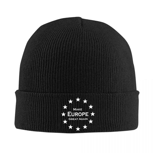 Make Europe Great Again Bonnet Hats Knitting Hat Female Male Vintage Warm Beanie Hats Autumn Gym Printed Cap